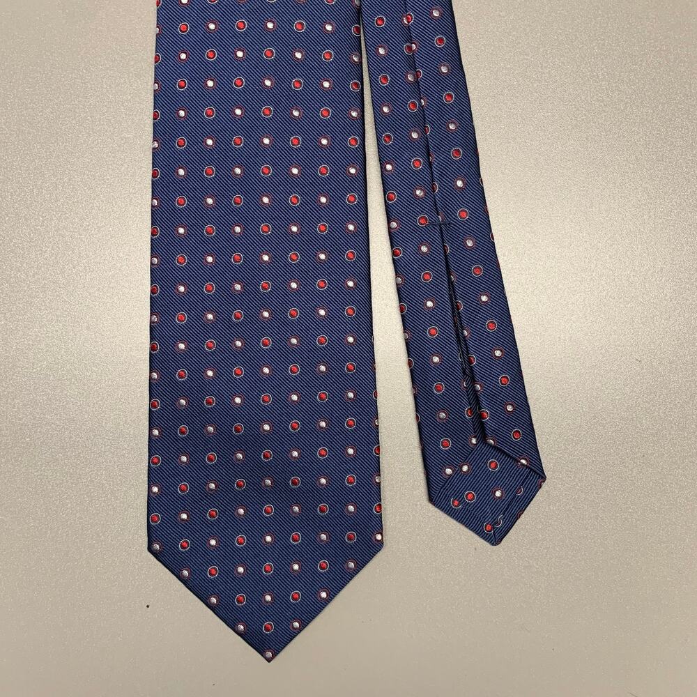 BVLGARI Navy Red Polka Dot Silk Tie